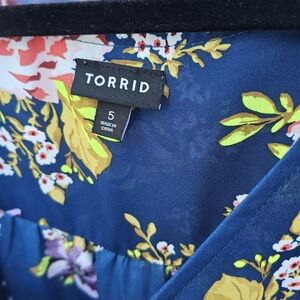 Torrid Floral Dress in Blue and Yellow